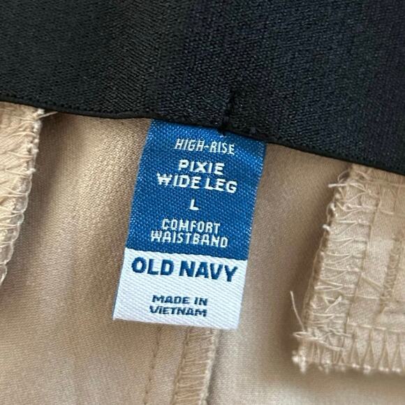 Old Navy Women High Rise Pixie Wide Leg Trouser Pants Office Tan NEW Size Large - Picture 4 of 7